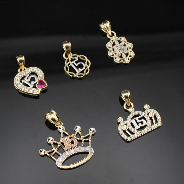 10K Gold Quinceañera Pendants - alternate view - ICEbyAK