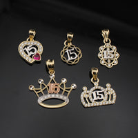 10K Gold Quinceañera Pendants - on black background - ICEbyAK