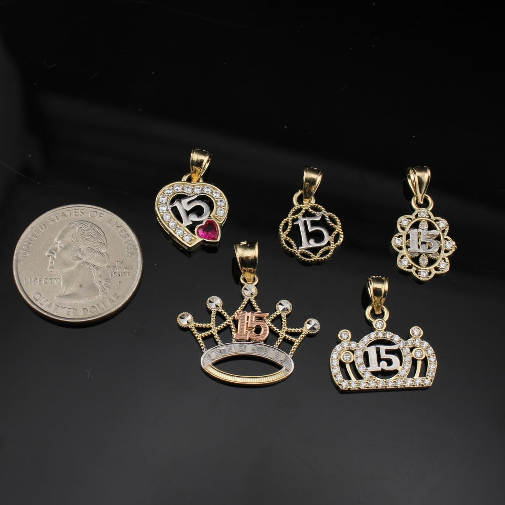 10K Gold Quinceañera Pendants - alternate view - ICEbyAK