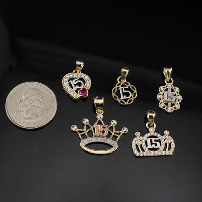 10K Gold Quinceañera Pendants