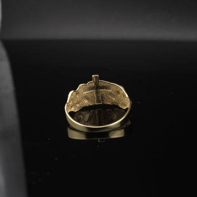 10K Gold Cross Nugget Ring