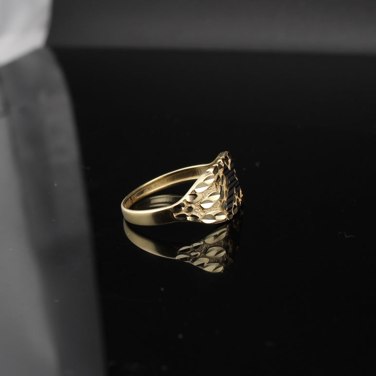 Anillo de pepita de oro de dos tonos de 10K real con cruz