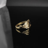 Anillo de pepita de oro de dos tonos de 10K real con cruz