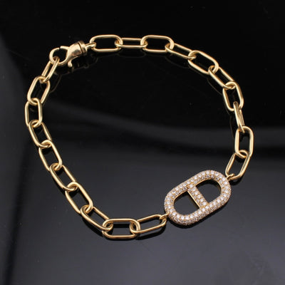 18K Gold Diamond Paperclip Bracelet