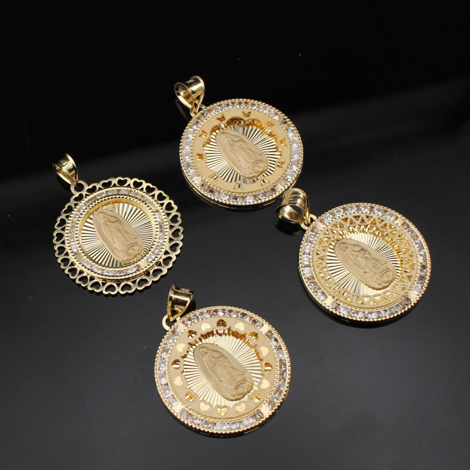 Colgante de la Virgen María de oro de 10 quilates auténtico