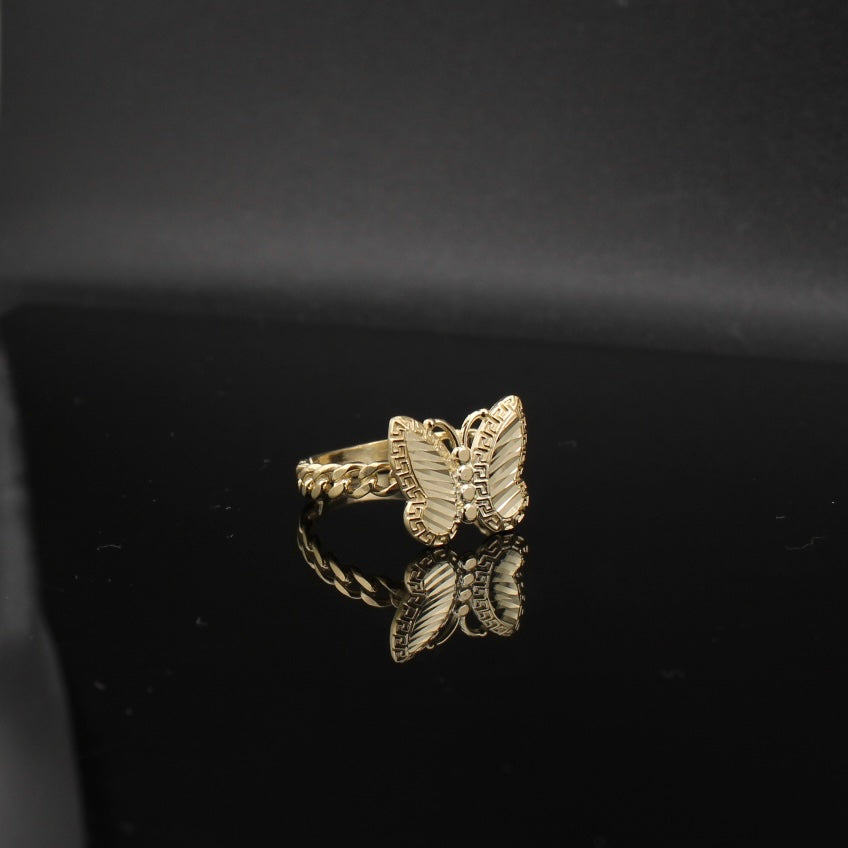 Anillo de mariposa de oro de 10K auténtico