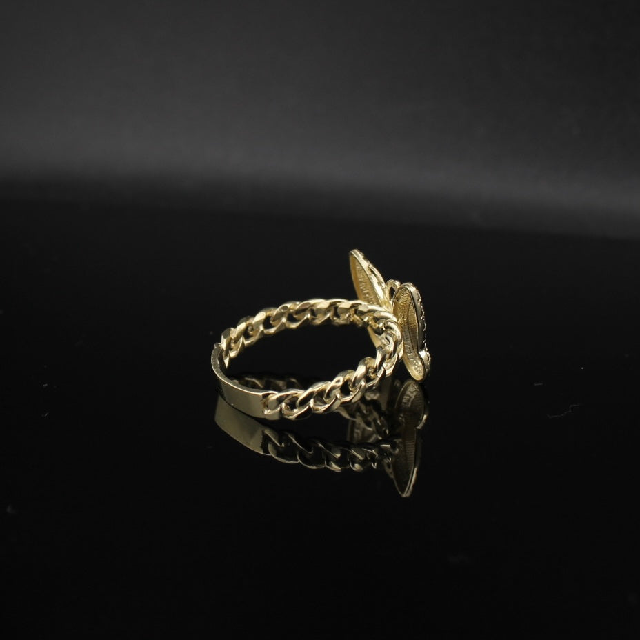 Anillo de mariposa de oro de 10K auténtico