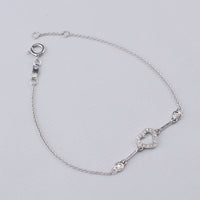 Pulsera de corazón con diamantes de oro de 14 quilates auténtico