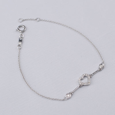 14K Gold Diamond Heart Bracelet