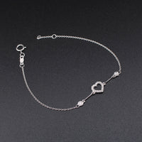 Pulsera de corazón con diamantes de oro de 14 quilates auténtico