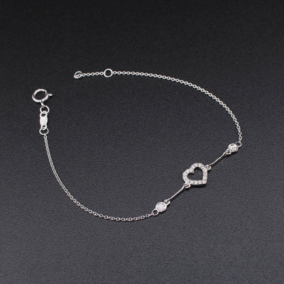 14K Gold Diamond Heart Bracelet