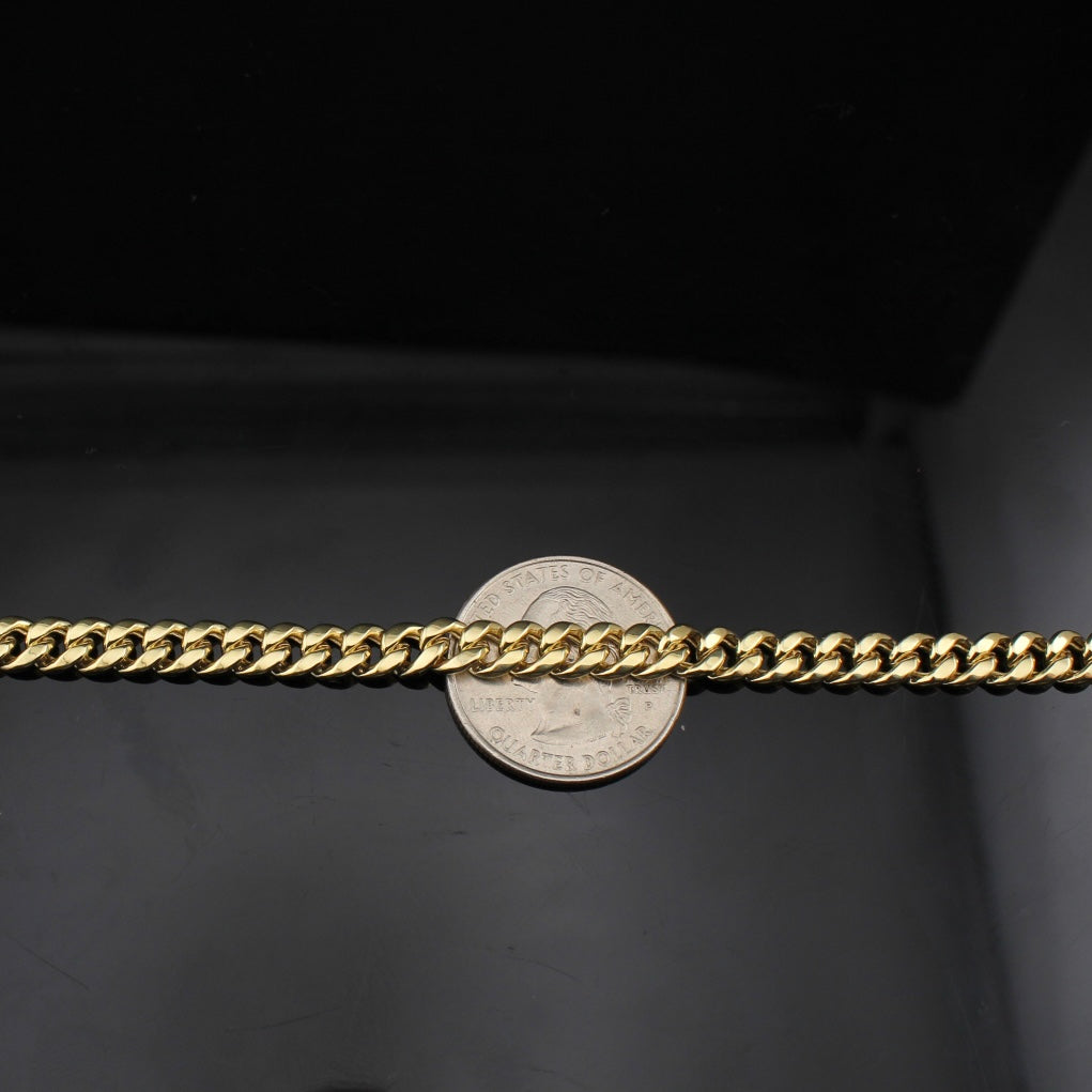 Cadena Cubana de Oro de 10K auténtico y de 5.5mm