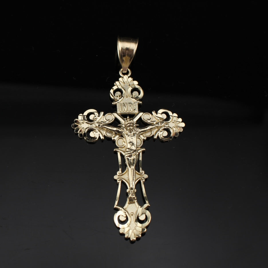 Colgante de cruz INRI de oro de 10K auténtico