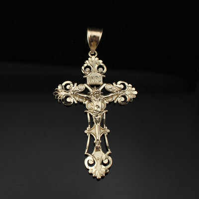 10K Gold INRI Cross Pendant