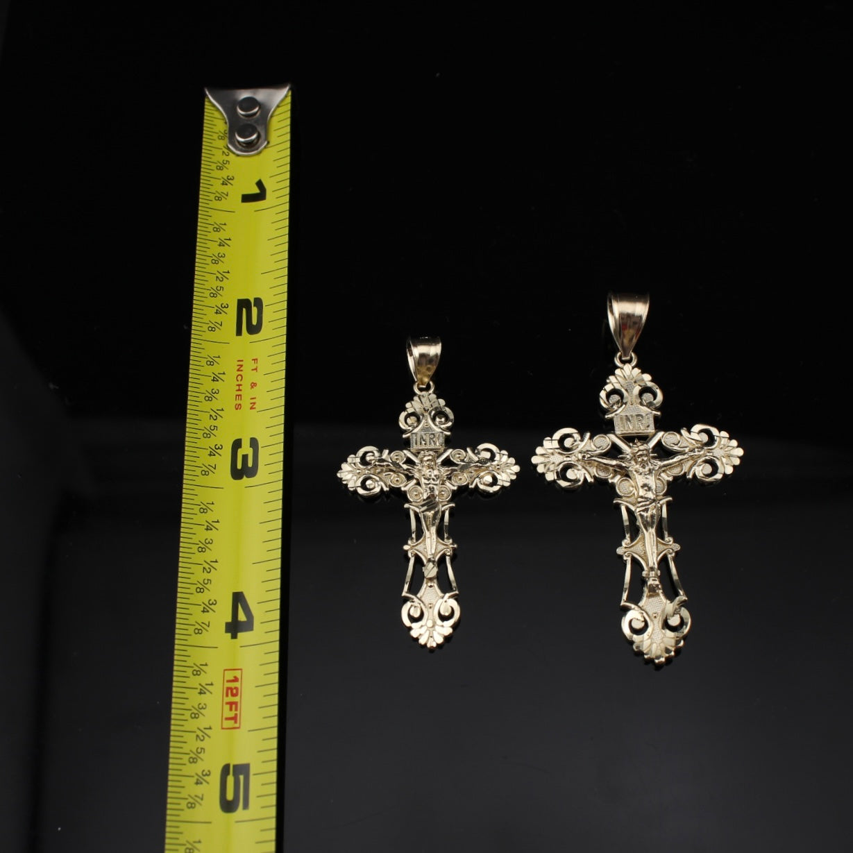 10K Gold INRI Cross Pendant