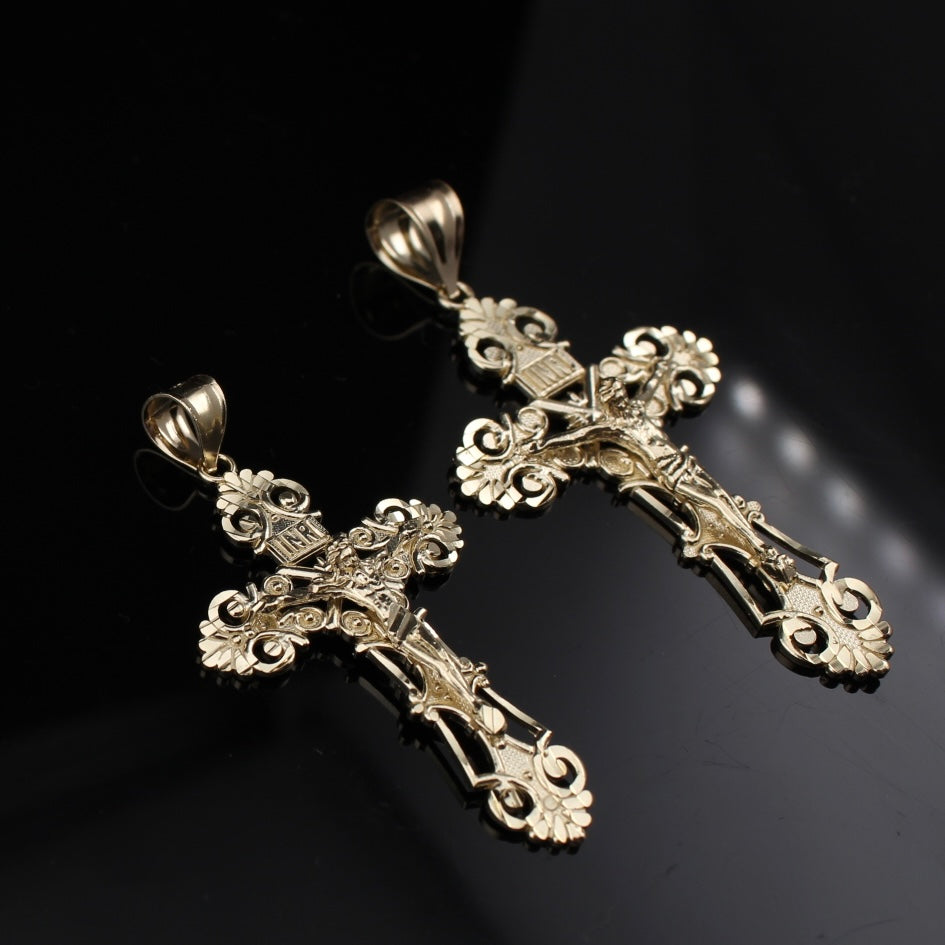 Colgante de cruz INRI de oro de 10K auténtico