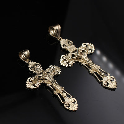 10K Gold INRI Cross Pendant