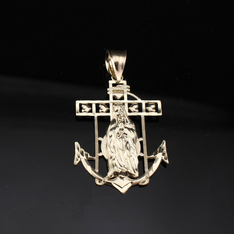 Colgante Ancla de Guadalupe de Oro de 10K auténtico