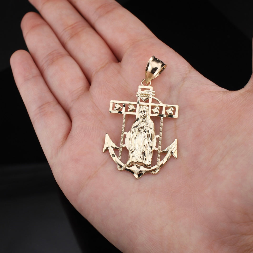 10K Gold Guadalupe Anchor Pendant