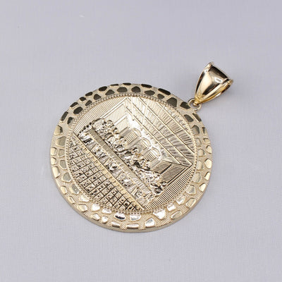 10K Gold Last Supper Round Nugget Pendant Large