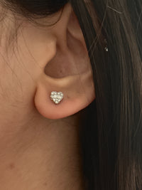 Real 14K Yellow Gold Heart Stud Earrings