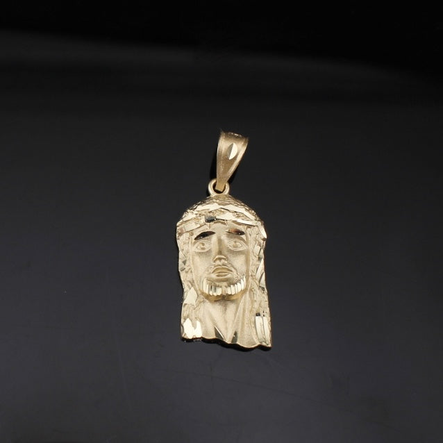10K Gold Small Jesus Face Pendant