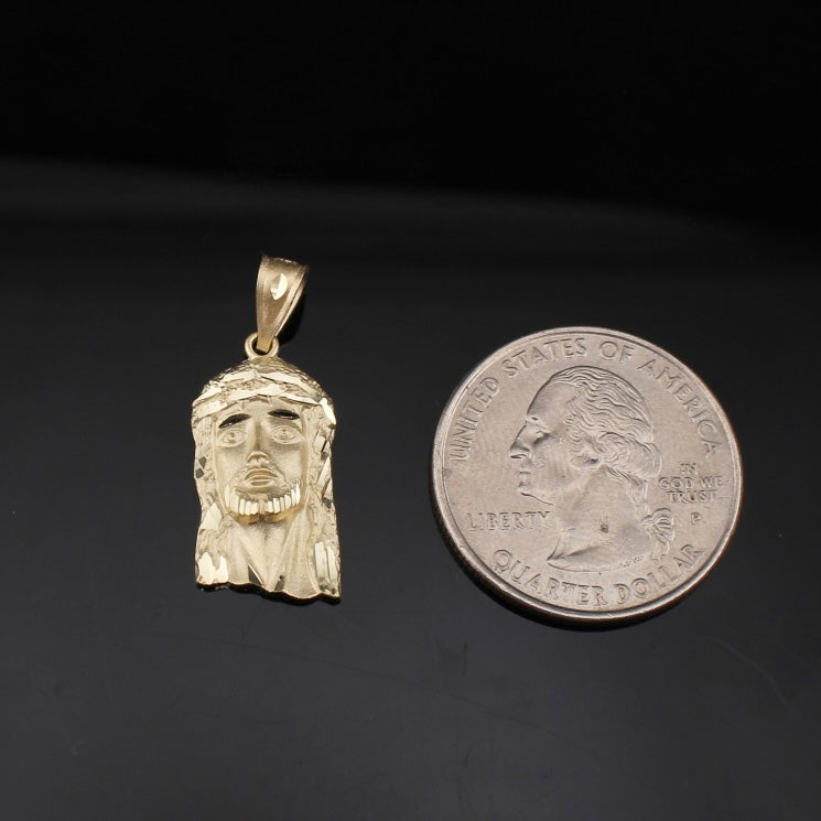 10K Gold Small Jesus Face Pendant