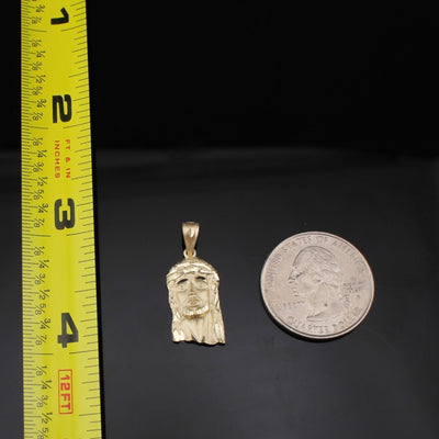 10K Gold Small Jesus Face Pendant