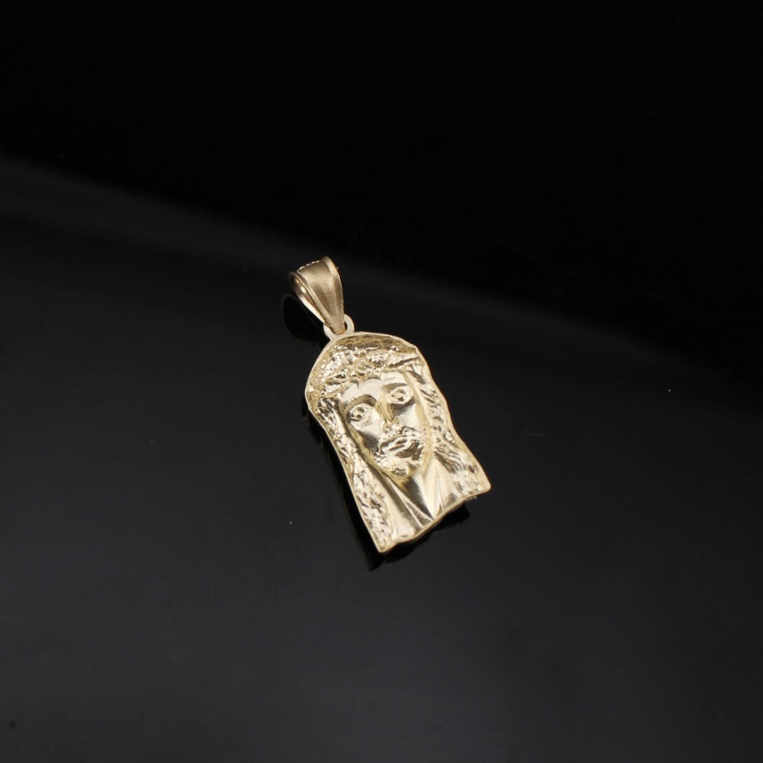 10K Gold Small Jesus Face Pendant