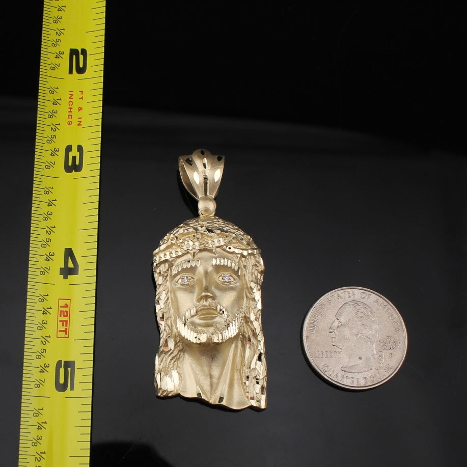 10K Gold Jesus Face Pendant