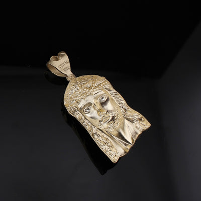 10K Gold Jesus Face Pendant