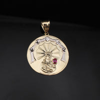 Colgante de rubí de la Virgen María de oro auténtico de 10 quilates