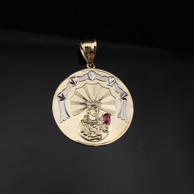 10K Mother Mary Ruby Pendant