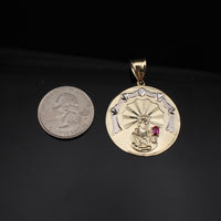 Colgante de rubí de la Virgen María de oro auténtico de 10 quilates