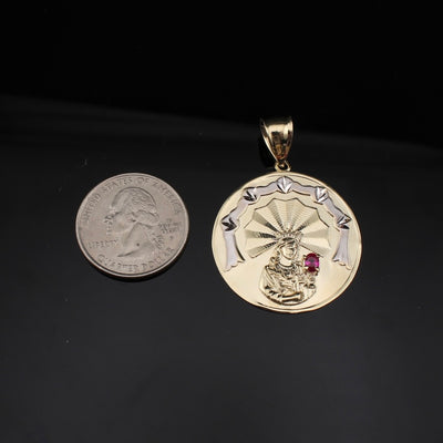 10K Mother Mary Ruby Pendant