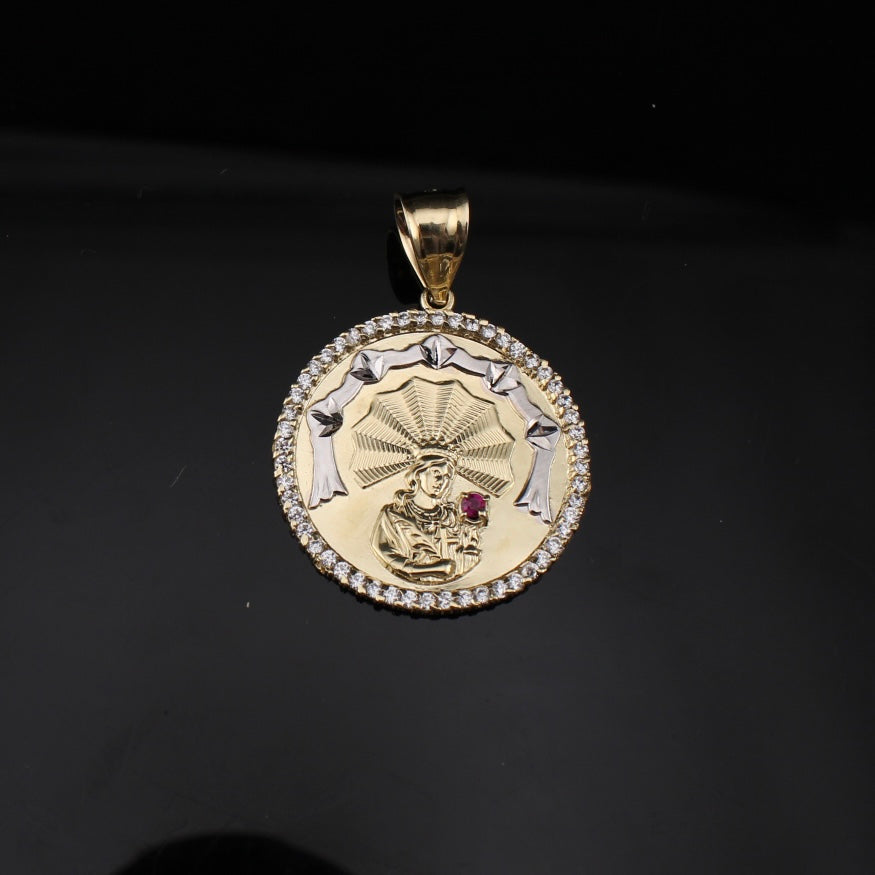 Colgante de rubí de la Virgen María en oro de 10 quilates auténtico