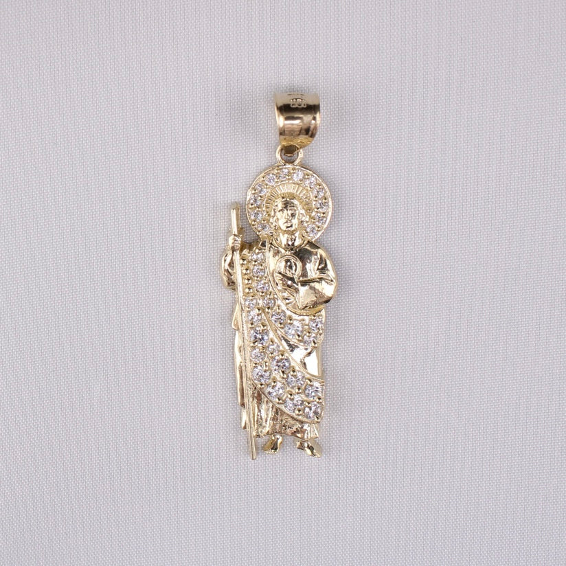 10K Gold San Judas Pendant - detail view - ICEbyAK