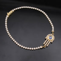Pulsera de mano de Hamsa de oro de 14 quilates auténtico