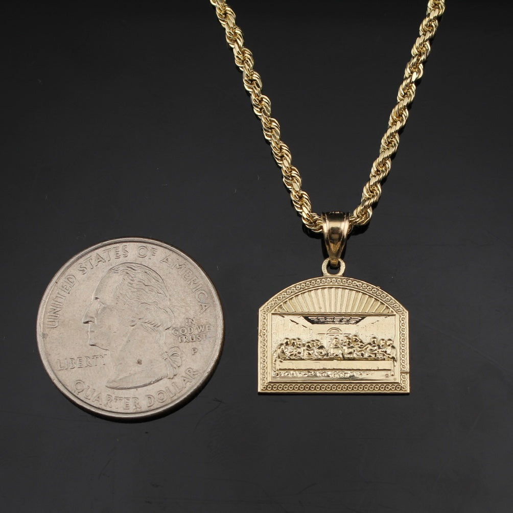 Colgante y Cadena de la Última Cena de Oro de 10K Auténtico