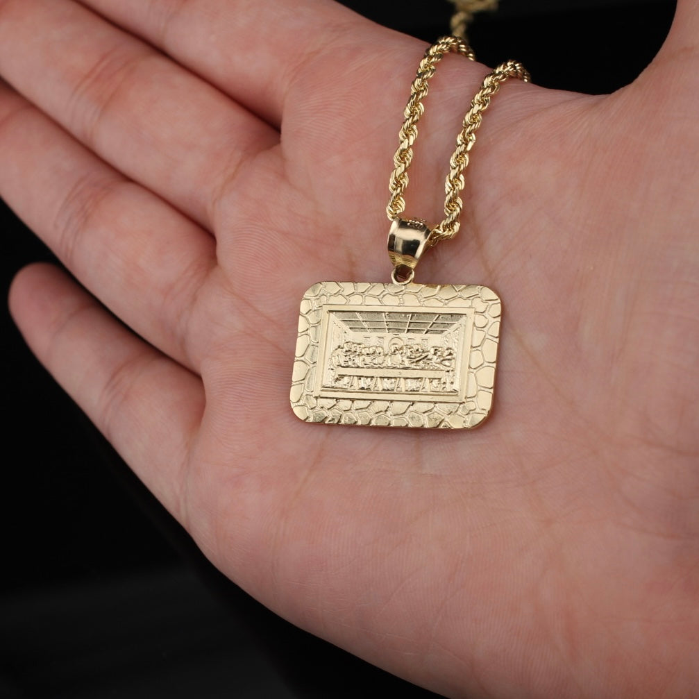 Real 10K Gold Last Supper Pendant & Chain