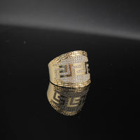 Anillo de hombre de oro de 10K auténtico con diseño griego