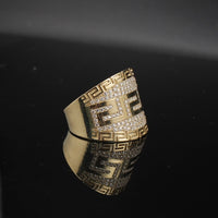 Anillo de hombre de oro de 10K auténtico con diseño griego