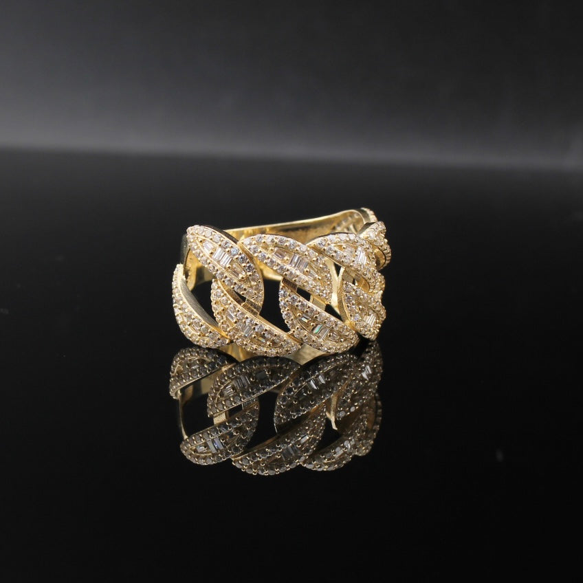 Anillo de oro de 10K auténtico, diseño cubano