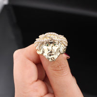 Real 10K Gold Mens Jesus Face Ring
