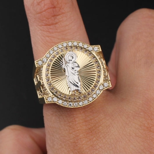 Anillo de oro de 10K auténtico de San Judas