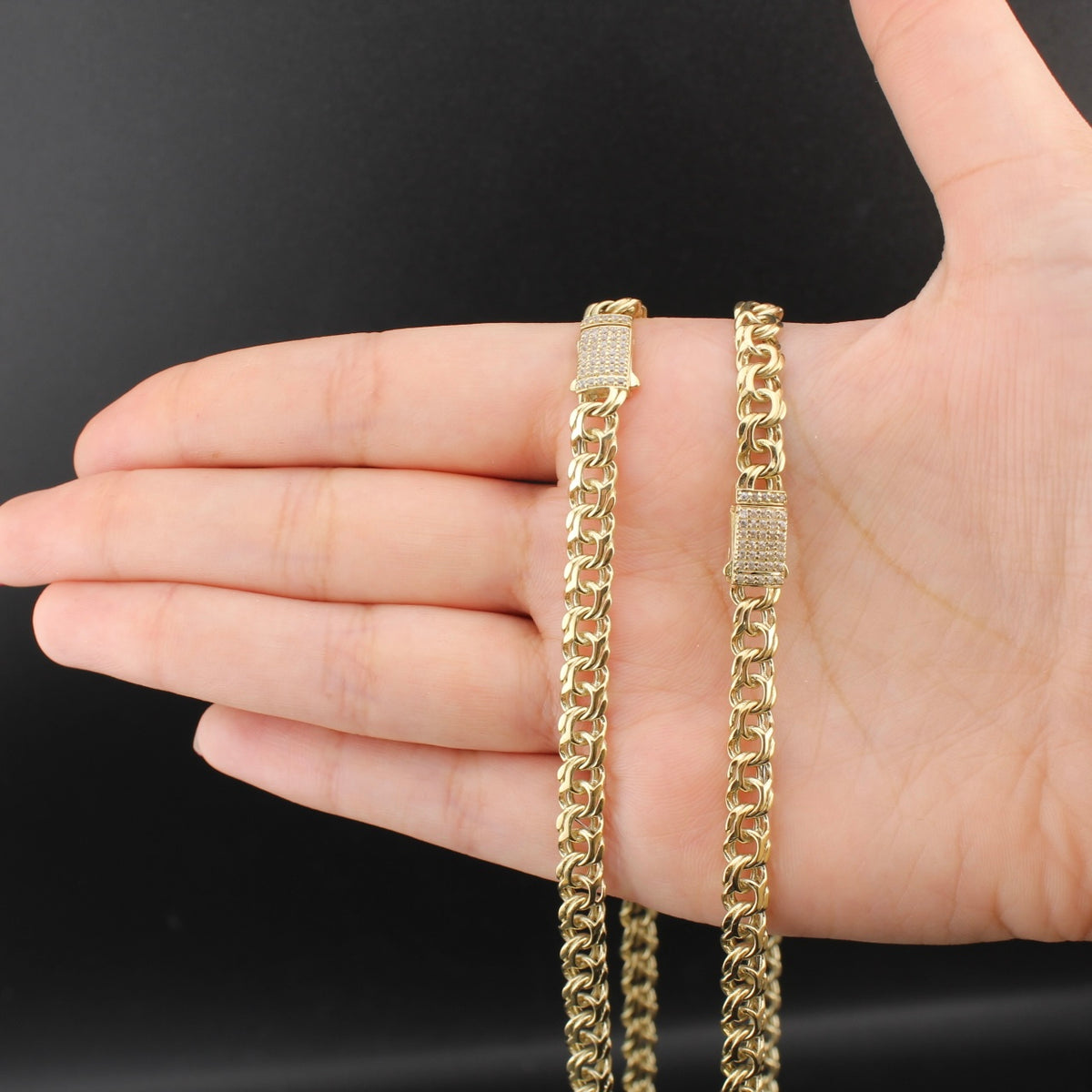 Cadena y pulsera Chino de oro de 10K auténtico de 5.5mm