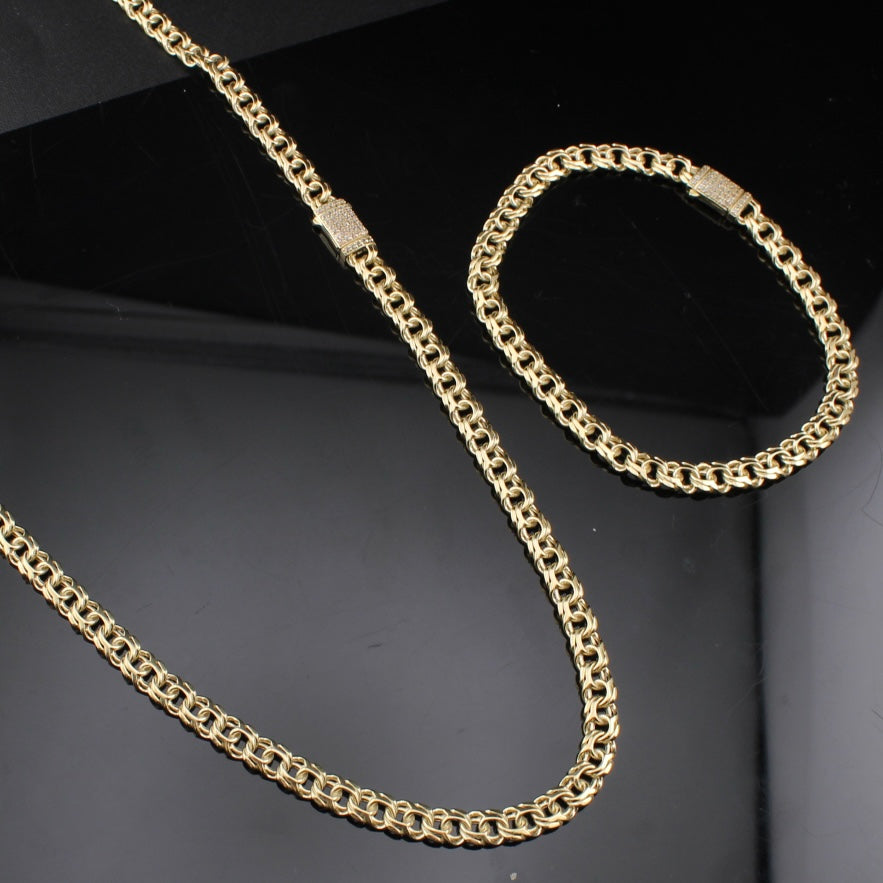 Cadena y pulsera Chino de oro de 10K auténtico de 5.5mm