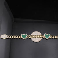 Pulsera de corazón cubana de oro de 10K auténtico