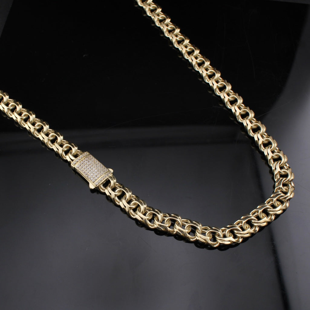 Cadena Chino de Oro de 10K Real de 8mm