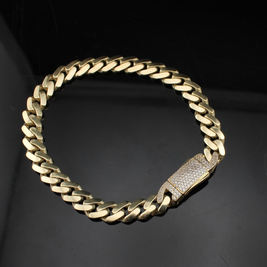 Pulsera cubana real de oro de 10K Royal